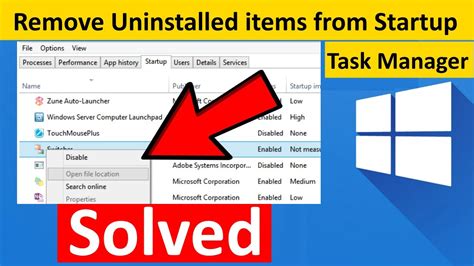 Remove Uninstalled Items From Startup Tab In Task Manager Of Windows 10