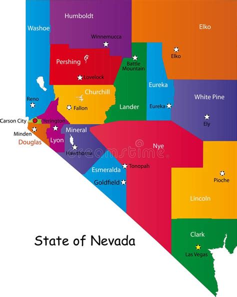 State Of Nevada Map Of Nevada State Designed In Illustration With The Counties Aff State