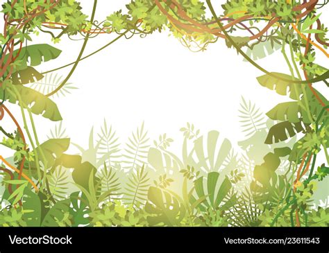 Jungle Tropical Background Rainforest With Tropic Vector Image