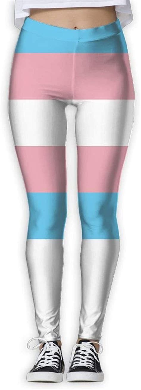 Womens Transgender Pride Flag Print Sports Gym Yoga Leggings Pantss
