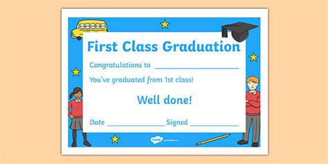 First Class Certificate For Graduation Teacher Made