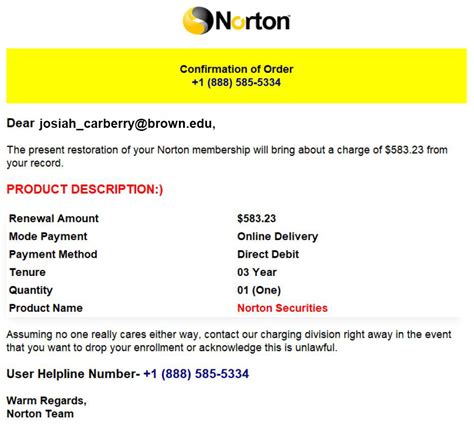 Norton Security Software Scam Examples OIT Brown University