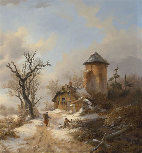 Frederik Marinus Kruseman Dutch 1816 1882 A Winter Landscape With