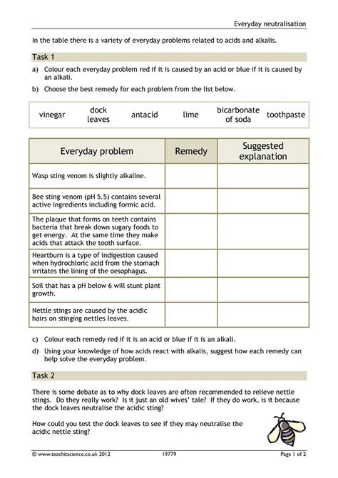 A neutralization reaction is when an acid and a base react to form water and salt. Acid Base Neutralization Reaction Worksheet