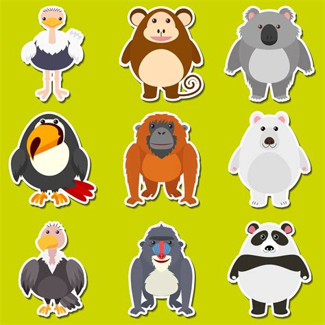 Sticker Design For Cute Animals 294026 Vector Art At Vecteezy