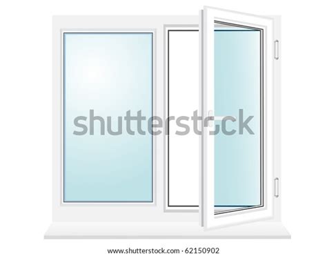 Open Plastic Glass Window Vector Illustration Isolated On White Background