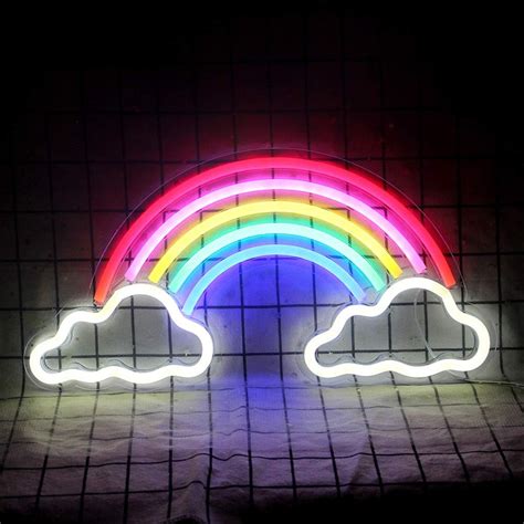 Rainbow Neon Sign Light Led Rainbow And White Cloud Neon Night Light