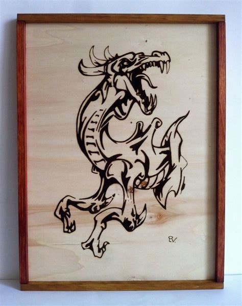 Dragon Cuadro De Madera Pirograbado Con Fuego Pyrography Dragon Art