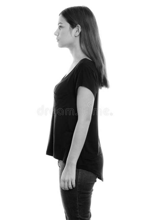 Profile View Of Young Beautiful Woman Standing Stock Photo Image Of
