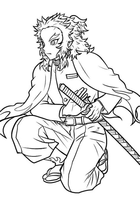 Happy Kyojuro Rengoku Coloring Page Free Printable Coloring Pages For