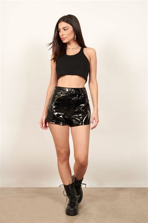 Blaire Faux Patent Leather Shorts In Black C 60 Tobi Ca