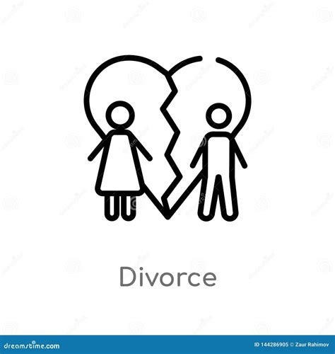 Outline Divorce Vector Icon Isolated Black Simple Line Element