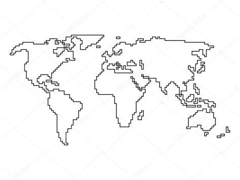Mapa Del Mundo Vectorial Contorno Angular — Archivo Imágenes