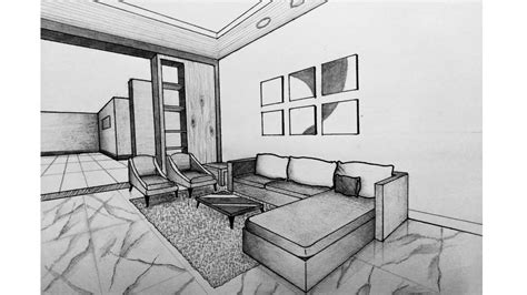 How To Draw A Living Room With 2 Point Perspective Drawing Its