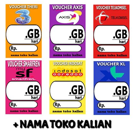 Jual Contoh Harga Label Voucher Data Bebas Pilih Brand Mana Nama Toko