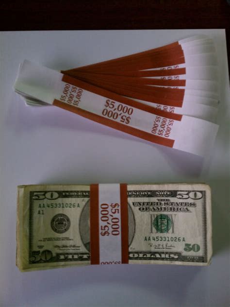 10000 New Self Sealing Currency Bands 5000 Denomination Straps