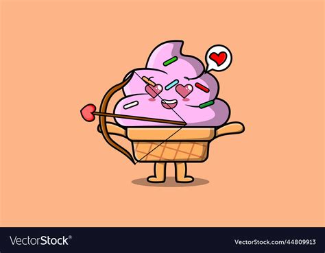 Cute Cartoon Mascot Romantic Cupid Ice Cream Vector Image