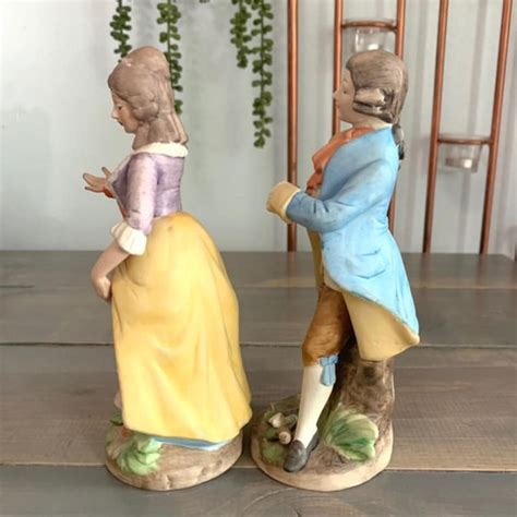 Vtg Victorian Couple Figurines Bisque Porcelain Etsy