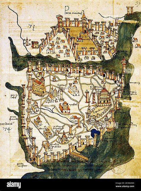 Carte De Constantinople 1422 Par Le Cartographe Florentin Cristoforo