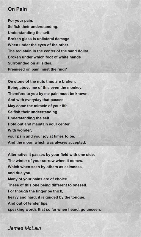On Pain On Pain Poem By James Mclain