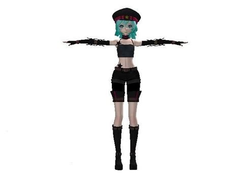 3d model fully rigged female anime character punk vr ar low poly rigged fbx