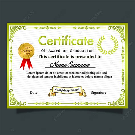 Certificate Template Multipurpose With Gold Border And Gold Frame