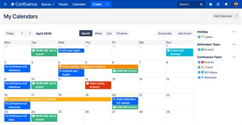 Team Calendars Quick Tour Atlassian Documentation