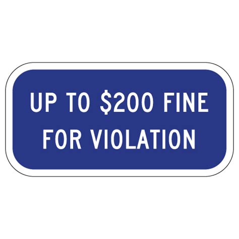Minnesota Disabled Parking 200 Fine Violation Sign 12x6