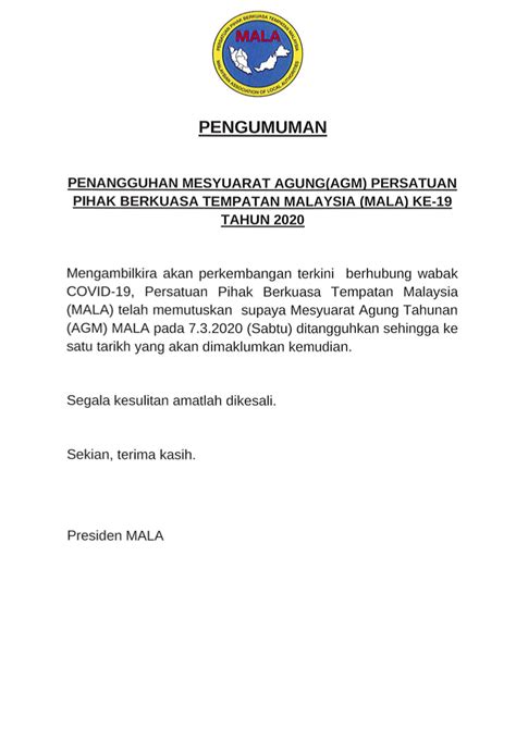 Pengumuman Malaysian Association Of Local Authorities