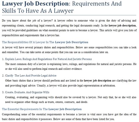 Lawyer Job Description Requirements And Skills To Have As A Lawyer
