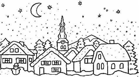 Dibujos para pintar de paisajes de Navidad | Colorear imágenes