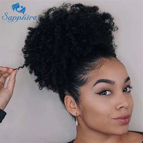 Afro Kinky Curly Ponytail For Women Natural Black Remy Hair 1 Piece