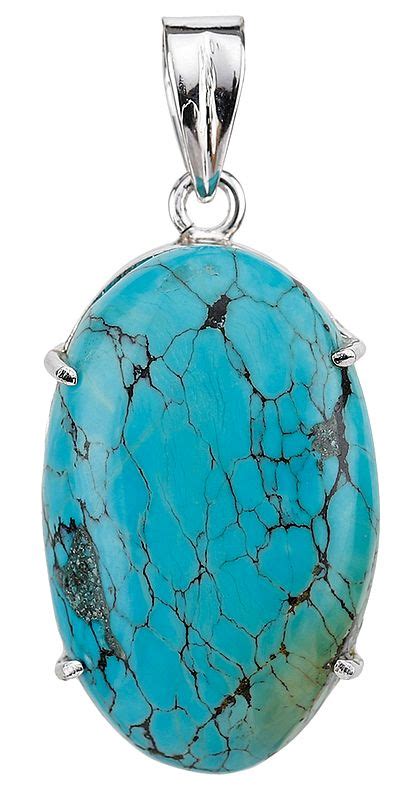 Spider S Web Turquoise Oval Pendant Exotic India Art