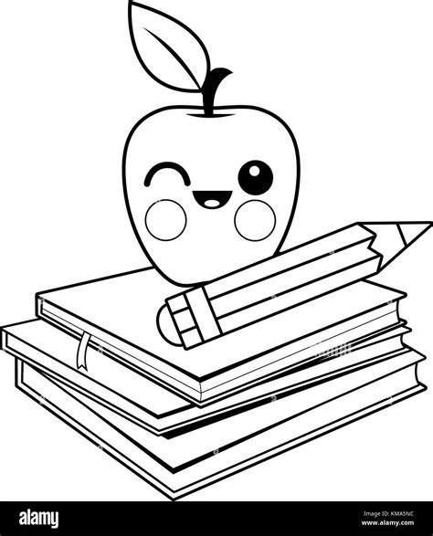 Un Simpático Personaje De Apple Sobre Una Pila De Libros Y Una Manzana