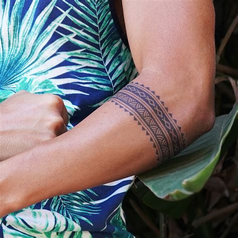 Large Polynesian Armband Temporary Tattoo Tattooicon
