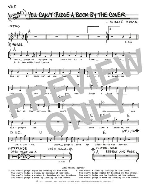 Willie Dixon You Can T Judge A Book By The Cover Sheet Music Download Printable Pdf Score