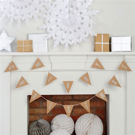 Merry Christmas Kraft And Silver Glitter Bunting By Favour Lane
