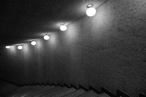 Stairs Stairway Dark Hall Dark Indoor Night Lights Light Fixtures