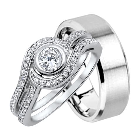 His And Hers Wedding Ring Set Matching Wedding Bands For Him And Her 5
