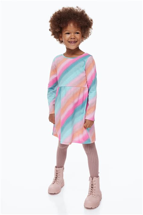 Cotton Jersey Dress Pinkturquoise Kids Handm Hk