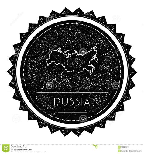 Etichetta Della Mappa Di Federazione Russa Con La Retro Annata