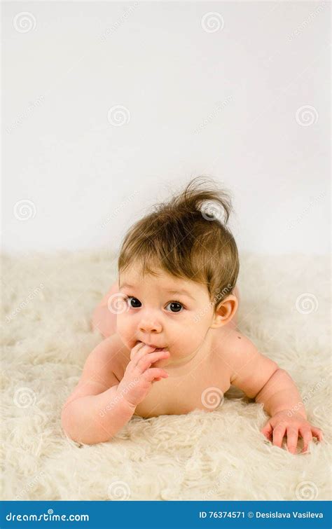 Adorable Baby Girl Naked Stock Image Image Of Innocence