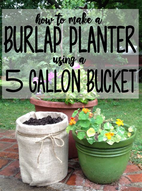 Watch this video on how to drill holes in 5 gallon plastic bucket containers. Turn a 5 Gallon Bucket to a Burlap Planter for Pennies ...