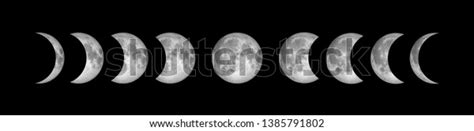 Cycle Moon Phasesisolated Clipping Path On Stock Photo 1385791802
