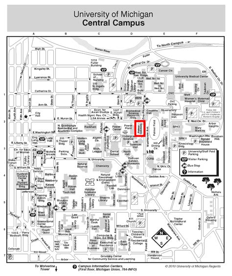 University Of Michigan Black And White Campus Map Campus Map