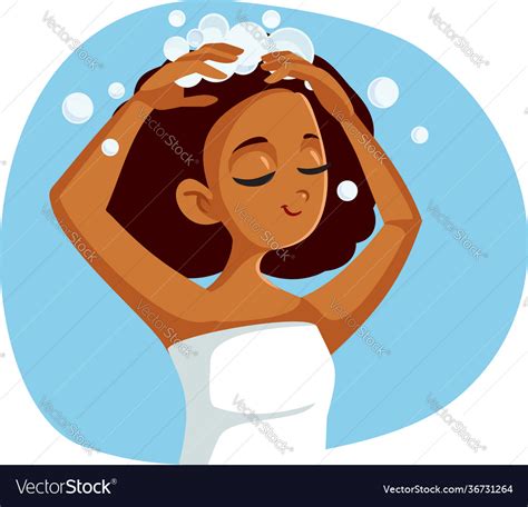 African Girl Washing Hair Royalty Free Vector Image