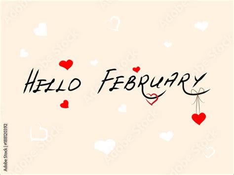 Hello February With Heart Decoration Stock Image And Royalty Free
