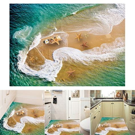 3d Wall Stickers Beach Waterproof Floor Wall Sticker Self Adhesive Home