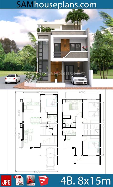 House Plans 6x11m With 5 Bedrooms Plot 8x16m