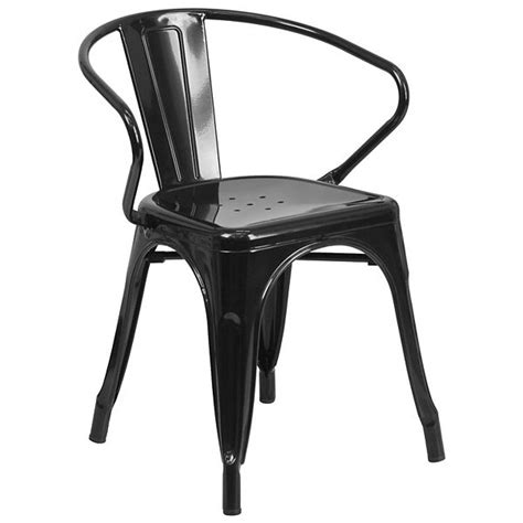 Flash Furniture Commercial Grade Metal Indoor Outdoor Chair With Arms